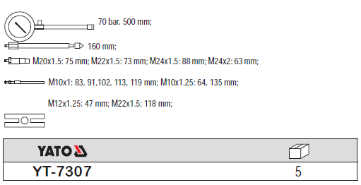 Thiết bị kiểm tra độ nén động cơ Diezel 16 chi tiết Yato YT-7307