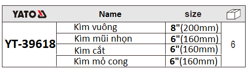 Bộ kìm 4 chi tiết Yato YT-39618