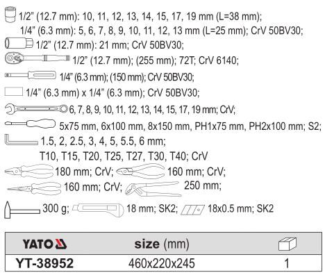 Bộ đồ nghề sửa chữa chuyên dụng Yato YT-38952