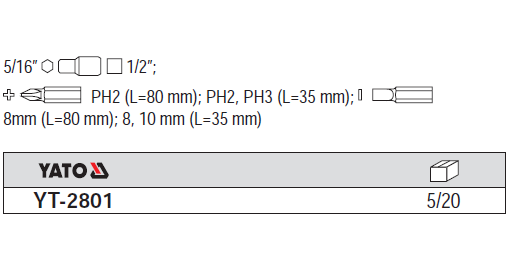 Bộ tua vít 4 canh, 2 cạnh 8 chi tiết Yato YT-2801