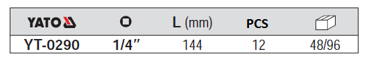 Cần xiết lực 1/4 inch 144mm Yato YT-0290