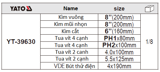 BỘ KÌM CÁCH ĐIỆN 8 CHI TIẾT