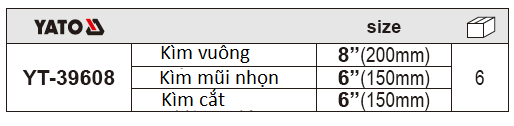 Bộ kìm 3 chi tiết Yato YT-39608