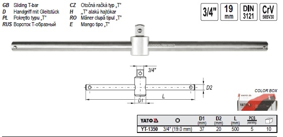 Cần xiết lực chữ T Yato YT-1350