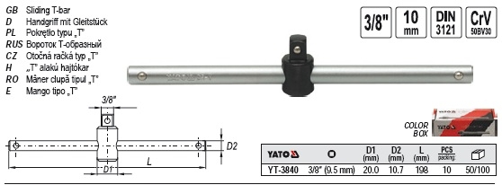 Cần trượt tay vặn chữ T Yato YT-3840