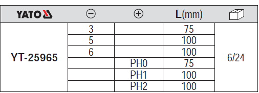 Bộ tua vít 4 cạnh, 2 cạnh 6 chi tiết Yato YT-25965