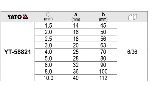 Bộ lục giác hệ mét 9 chi tiết Yato YT-58821
