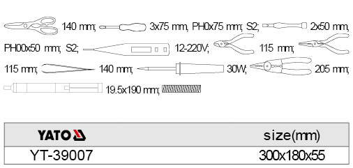 Bộ dụng cụ sửa chữa tổng hợp 13 chi tiết Yato YT-39007