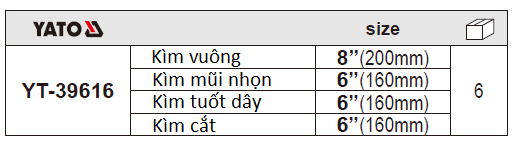 Bộ kìm 4 chi tiết Yato YT-39616