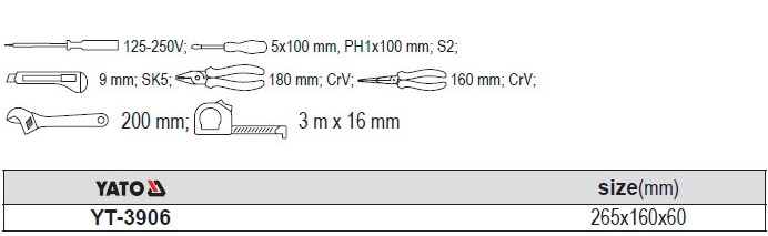 Bộ dụng cụ sửa chữa tổng hợp 8 chi tiết Yato YT-3906