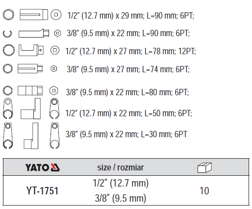 Bộ tháo cảm biến tổng hợp Oxy 7 chi tiết Yato YT-1751