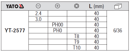 Bộ tua vít tổng hợp đầu có nam châm 7 chi tiết Yato YT-2577