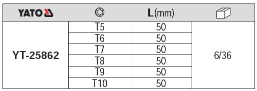 Bộ tua vít đầu sao có nam châm 6 chi tiết Yato YT-25862