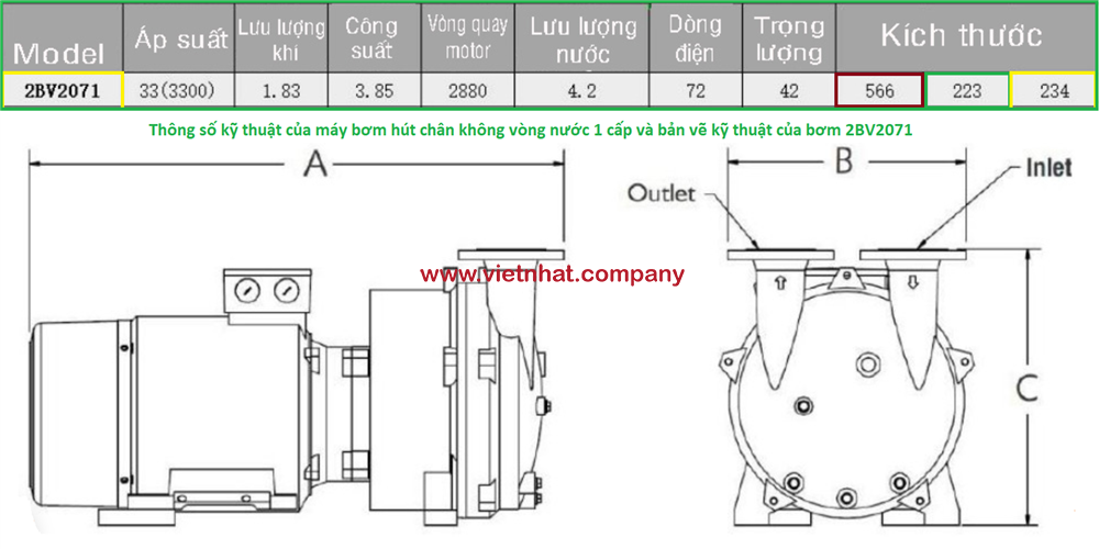 bản vẽ lắp đặt của bơm 2bv2071 sử dụng động cơ 4kw