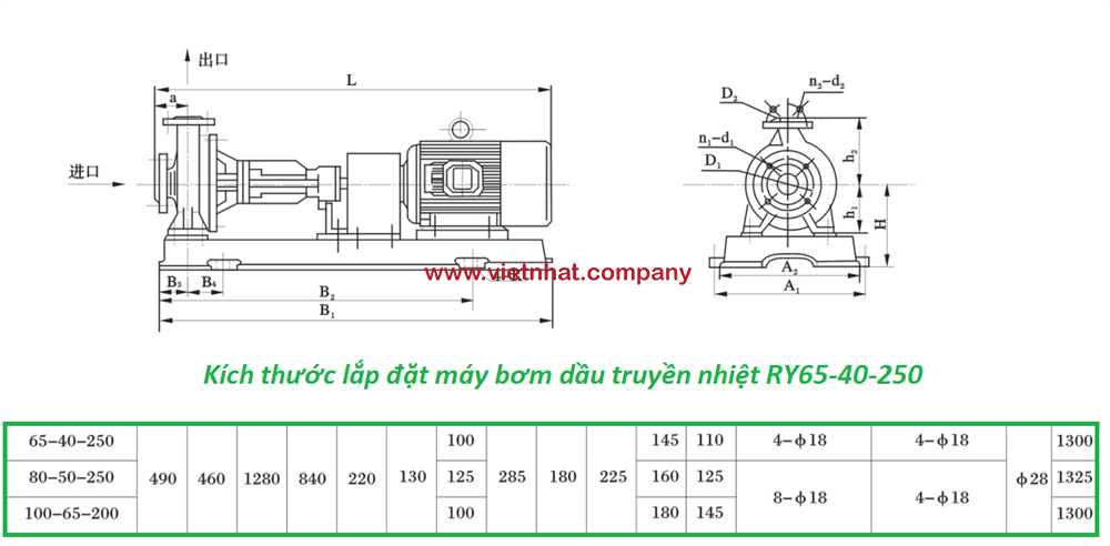 Bản vẽ lắp đặt đầu bơm ry65-40-250 với động cơ 15kw-2 trục 42