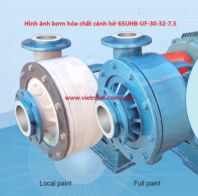 Bơm cánh hở 65UHB-UF-30-32 dùng cho bùn axit, hóa chất sạch  30m3 cao 32m