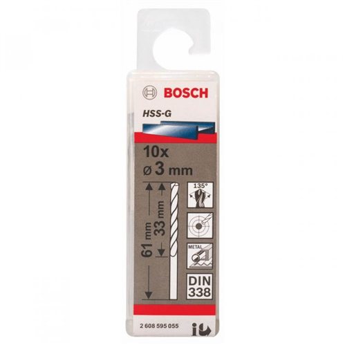 Bán Bộ mũi khoan sắt 10 mũi HSS-G Bosch 2608595055 3mm