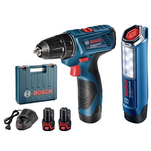 Bán Bộ combo máy khoan vặn vít và đèn pin Bosch GSR 120-LI + GLI 120-LI