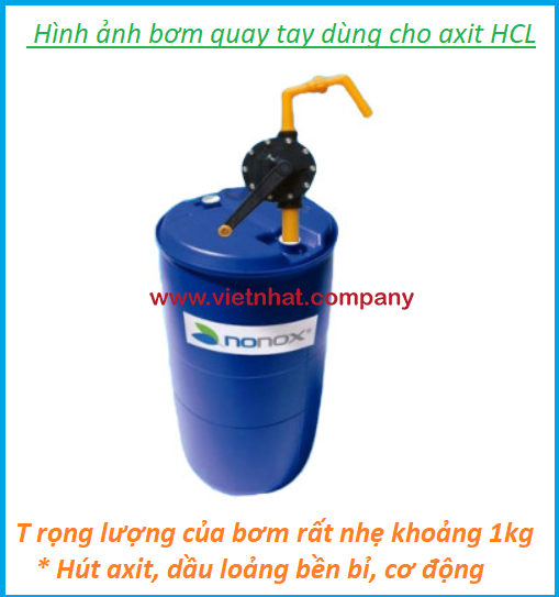 bơm quay tay dùng cho hút axit hcl vỏ nhựa pps model CH8016