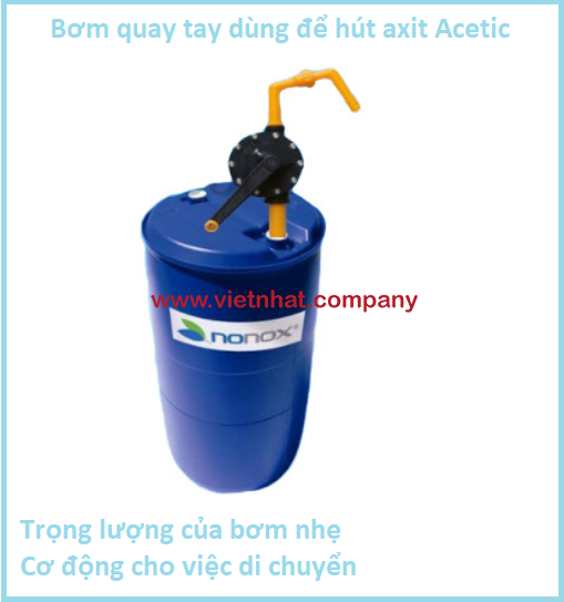 bơm quay tay nhựa pps dùng để hút axit acetic model CH8016