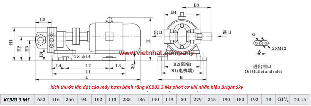 bright sky Model KCB83.1 bánh răng ăn khớp ngoài