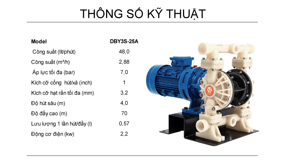 Bơm Màng Điện GODO DBY3S-25A teflon