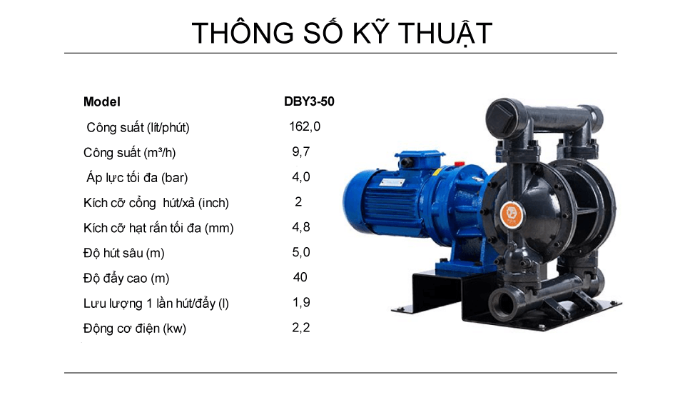 Bơm Màng Điện GODO DBY3-50 Gang