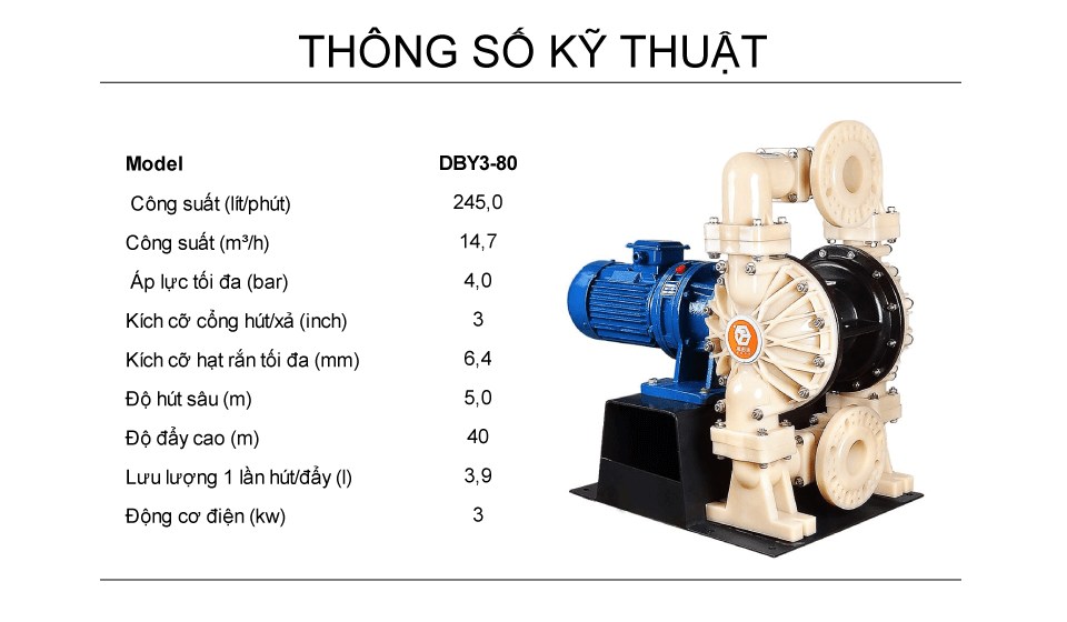 Bơm Màng Điện GODO DBY3-80 Teflon