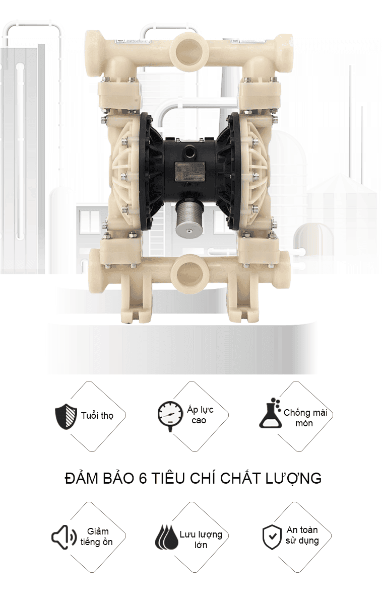 Bơm Màng Khí Nén GODO QBY3-50 -65Teflon