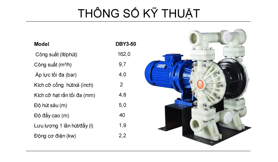 Bơm Màng Điện GODO DBY3-50 Nhựa PP