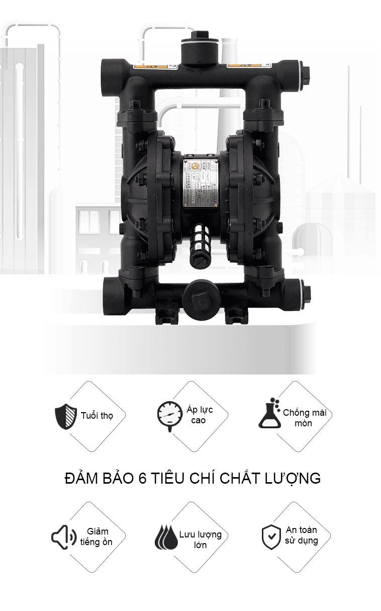 Bơm Màng Khí Nén GODO QBY3-20-25- hợp kim nhôm