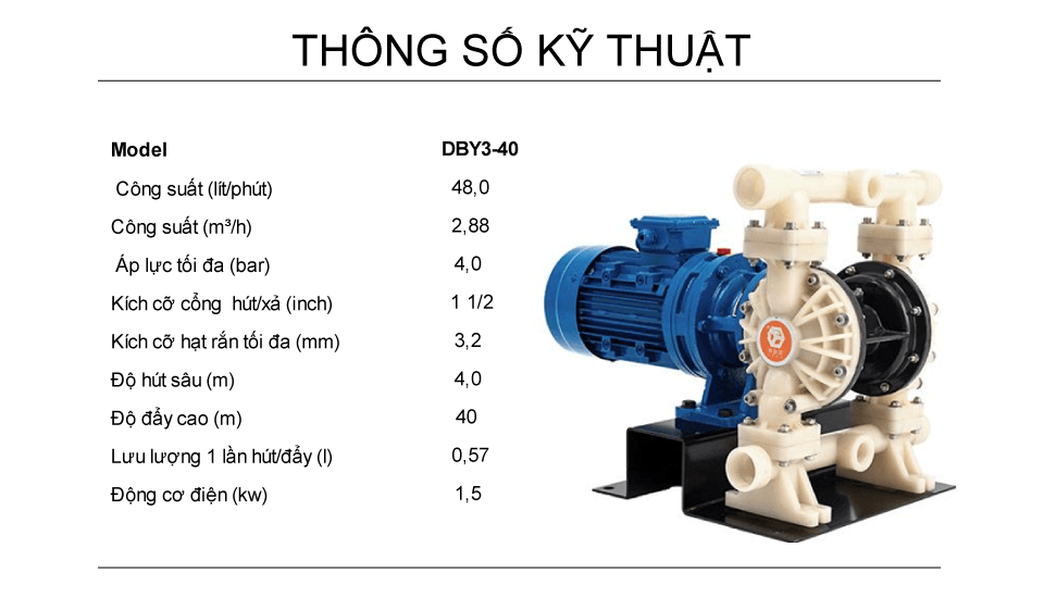 Bơm Màng Điện GODO DBY3-40 Teflon