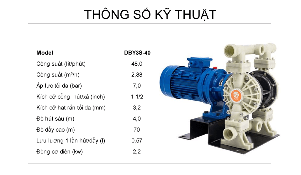 Bơm Màng Điện GODO DBY3S-40 Nhựa pp