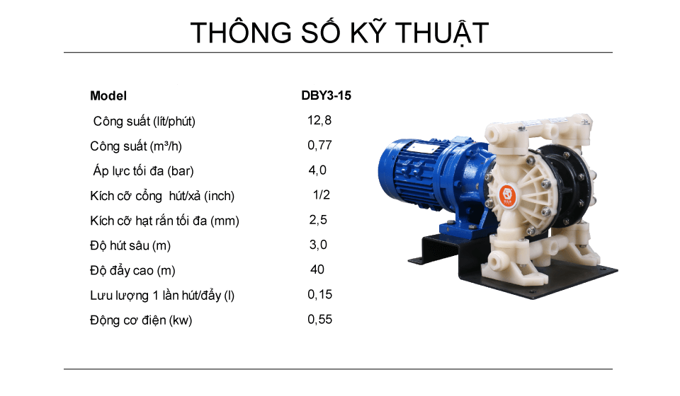 Bơm màng điện GODO DBY3-15 Teflon