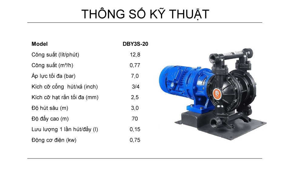 Bơm màng điện GODO DBY3-20 Gang