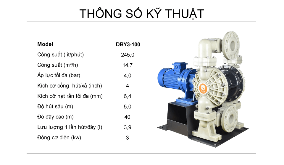 Bơm Màng Điện GODO DBY3-100 NHỰA PP