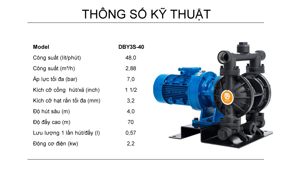 Bơm Màng Điện GODO DBY3S-40 HỢP KIM NHÔM