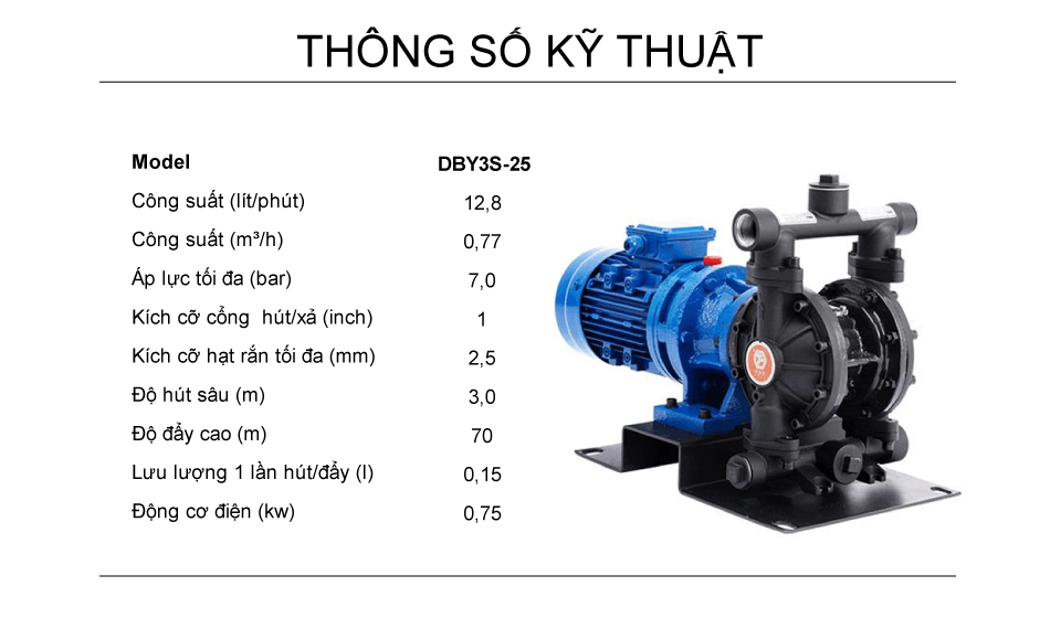 Bơm màng điện GODO DBY3S-25 Hợp Kim Nhôm