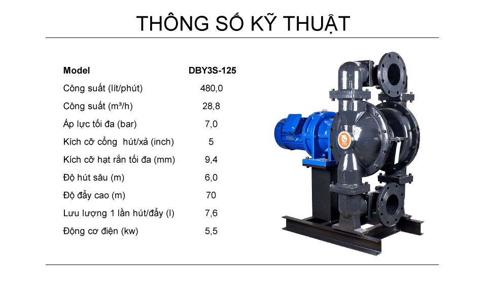 Bơm Màng Điện GODO DBY3S-125 Gang