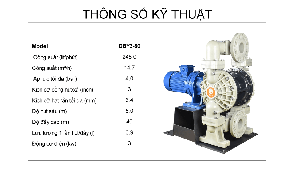 Bơm Màng Điện GODO DBY3-80 NHỰA PP