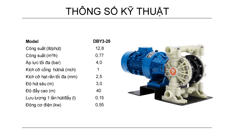 Bơm Màng Điện GODO DBY3-25 Nhựa PP