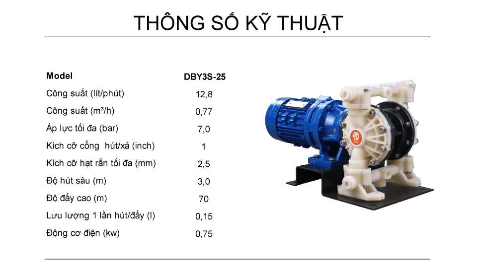 Bơm màng điện GODO DBY3S-25 Teflon