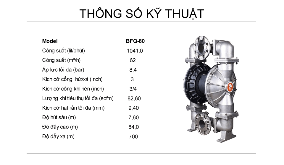 Bơm Màng Khí Nén GODO BFQ-80 INOX