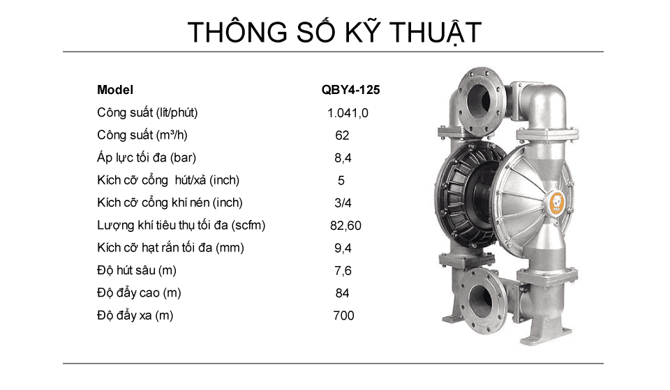 Thông số kỹ thuật máy QBY4-125 inox