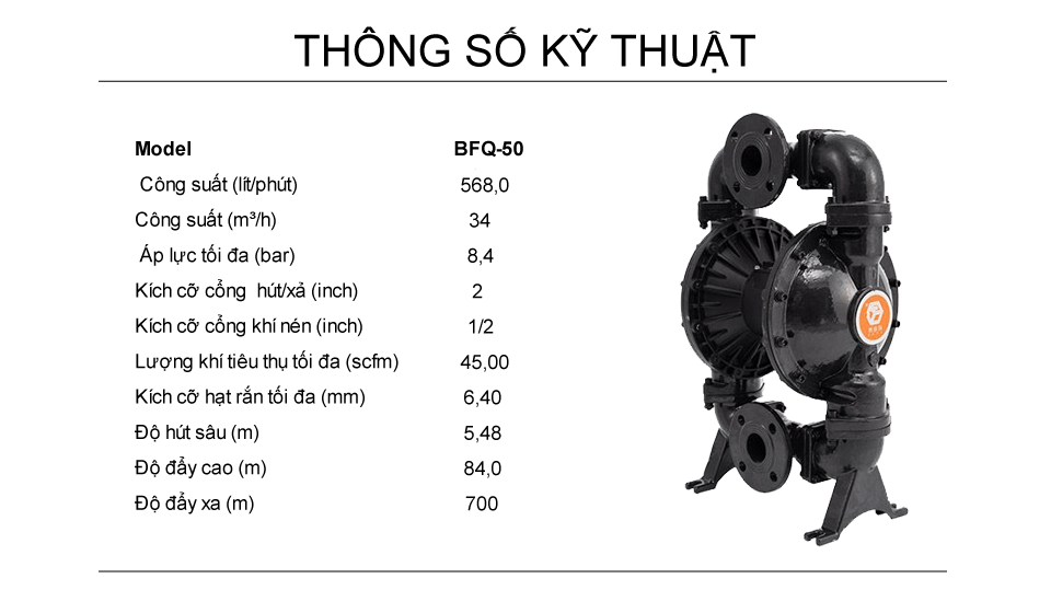 Bơm Màng Khí Nén GODO BFQ-50 Gang