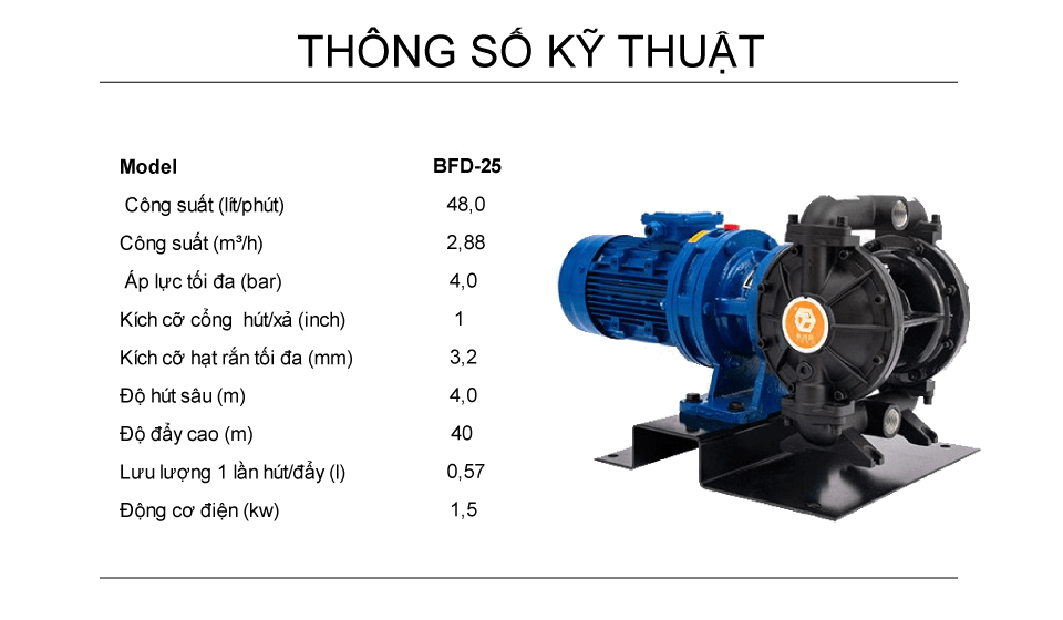 Bơm màng điện GODO BFD-25 Hợp kim nhôm