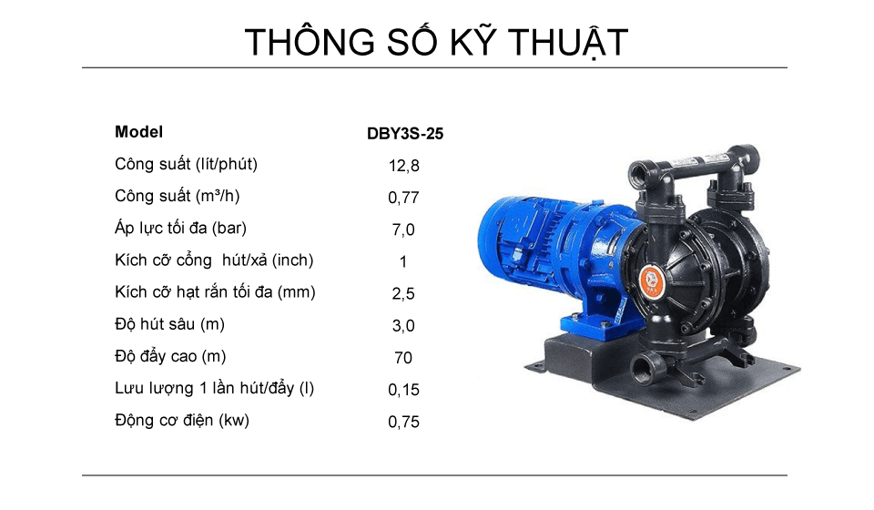 Bơm màng điện GODO DBY3S-25 Gang