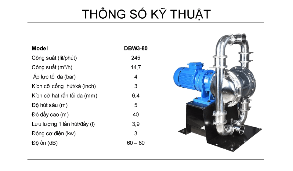 Thông số kỹ thuật Bơm màng điện thực phẩm GODO DBW3-80