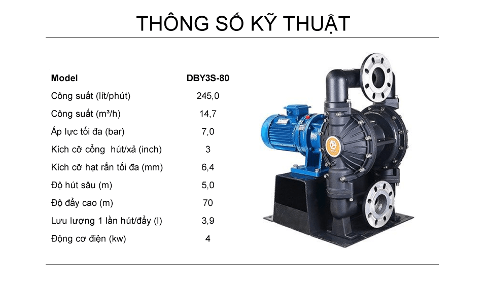 Bơm Màng Điện GODO DBY3S-80 Hợp kim nhôm