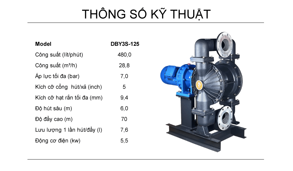 Bơm Màng Điện GODO DBY3S-125 Hợp Kim Nhôm